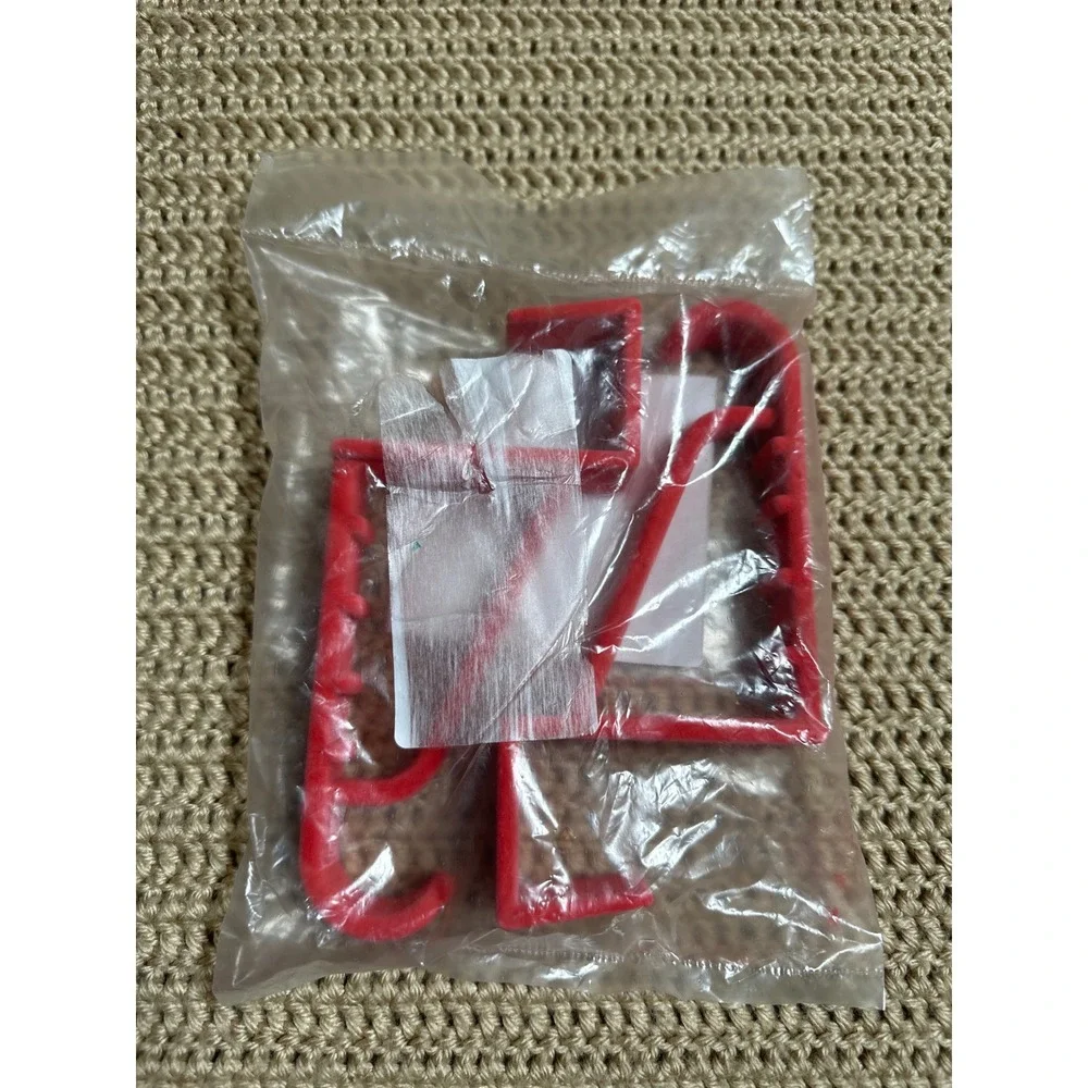 Over The Door Extended Hooks Red Plastic Multi Notch Hanger Organizer 2 pk